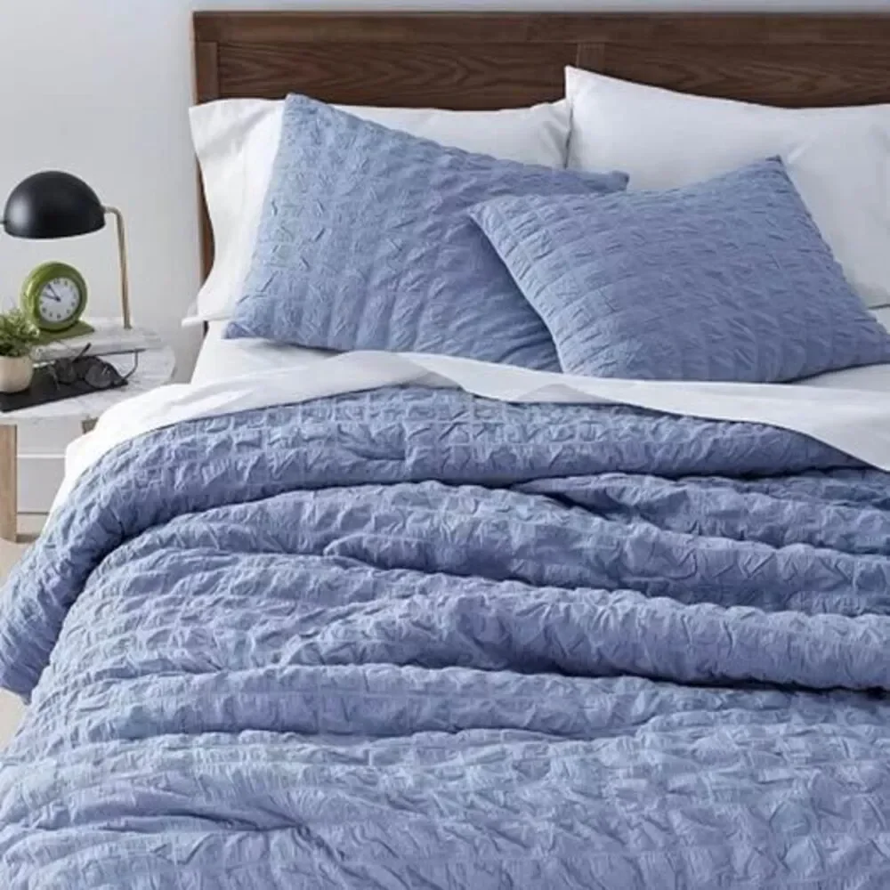Twin XL Blue Cotton Comforter Set 2 Piece Dorm Bedding Sham Included